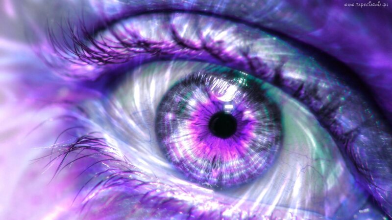 Close-up of a Purple Eye — Dramatic, Digital Art, Eyelashes, Iris