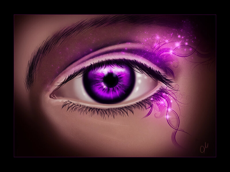 Close-up of a Purple Eye — Dramatic, Digital Art, Eyelashes