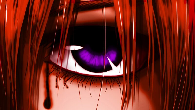 Close-up of a Purple Eye — Red