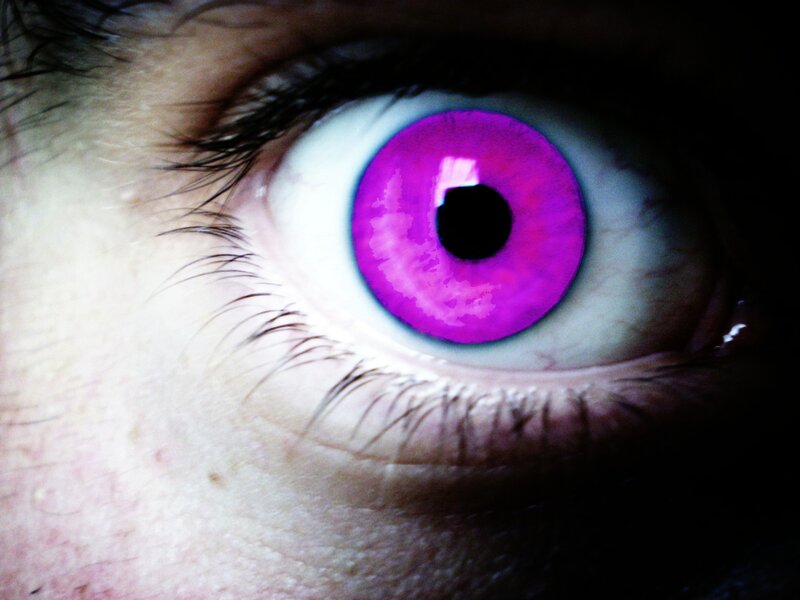 close-up of a purple eye
