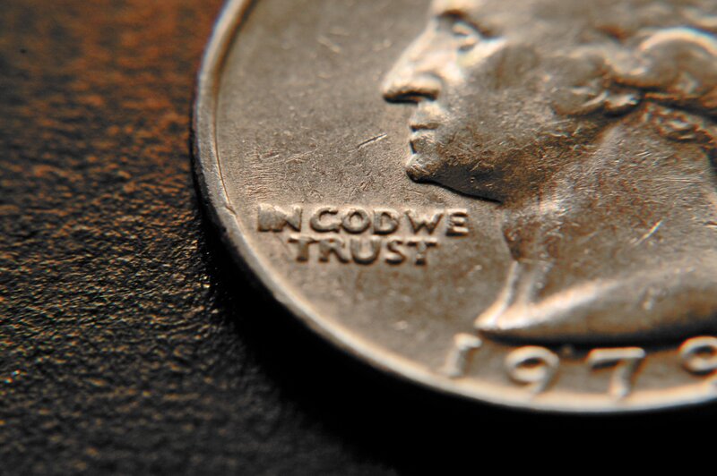 Close-up of a quarter coin