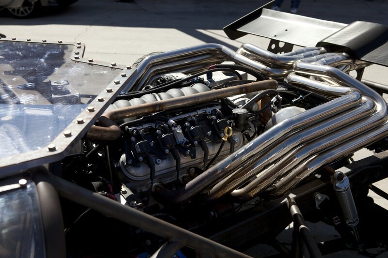 close-up of a race car engine