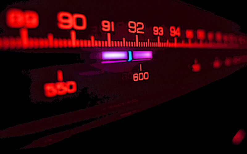 Close-up of a radio dial