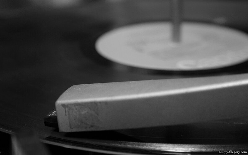 close-up of a record player