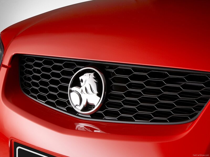 Close-up of a red car grille