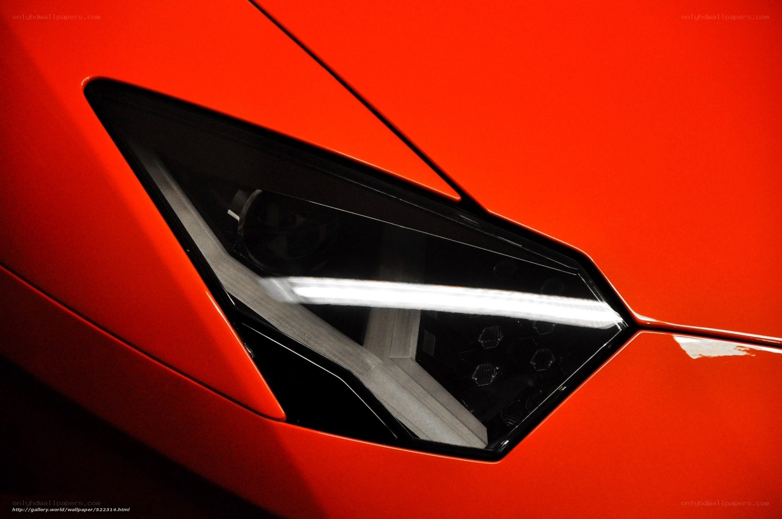Close-up of a red car headlight