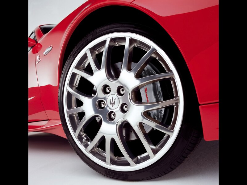 Close-up of a red car wheel