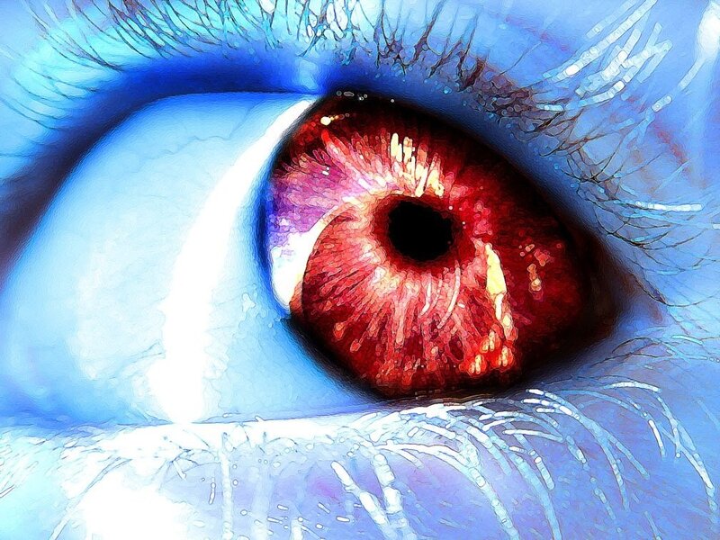 Close-up of a Red Eye — Blue