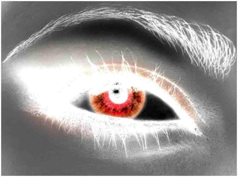 Close-up of a Red Eye — Dramatic, Digital Art, Eyelash, Iris