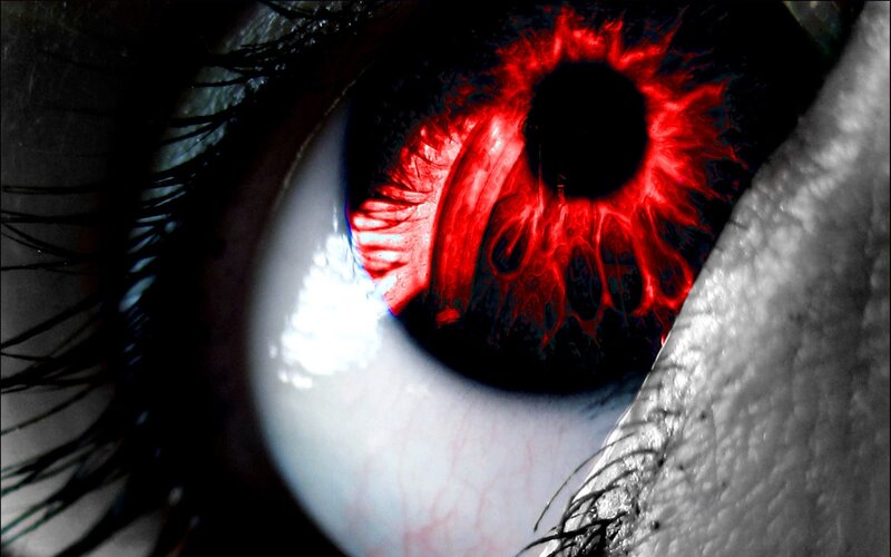 Close-up of a Red Eye — Dramatic, Digital Art, Iris, Pupil