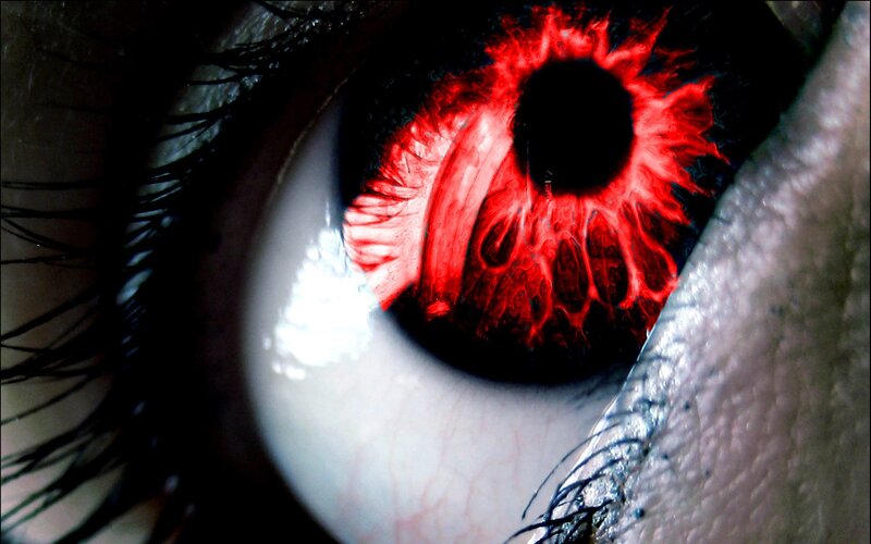 Close-up of a Red Eye — Dramatic, Digital Art, Iris