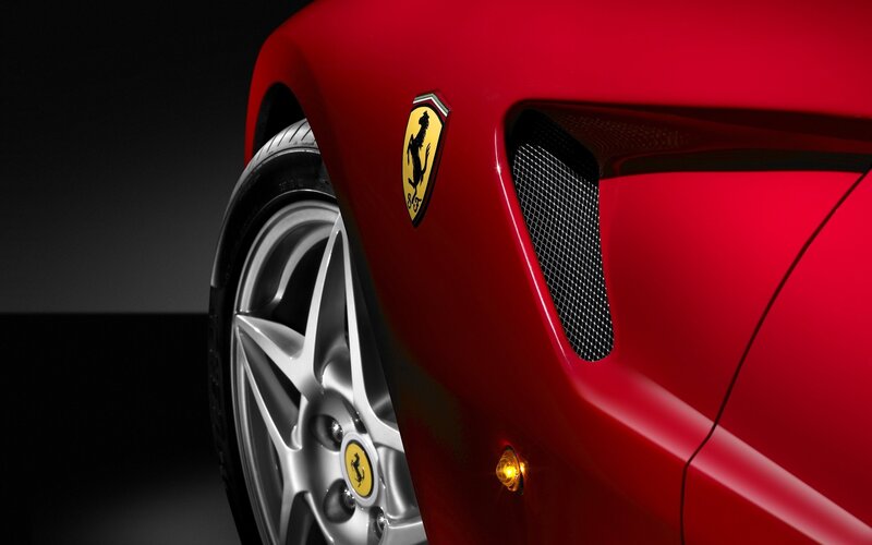 Close-up of a red Ferrari