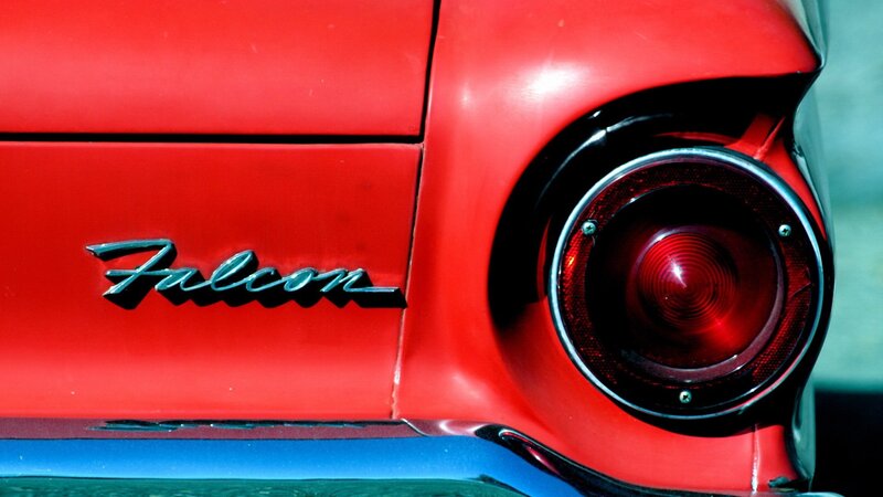 Close-up of a red Ford Falcon