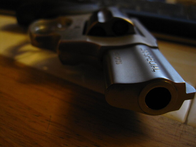 close-up of a revolver