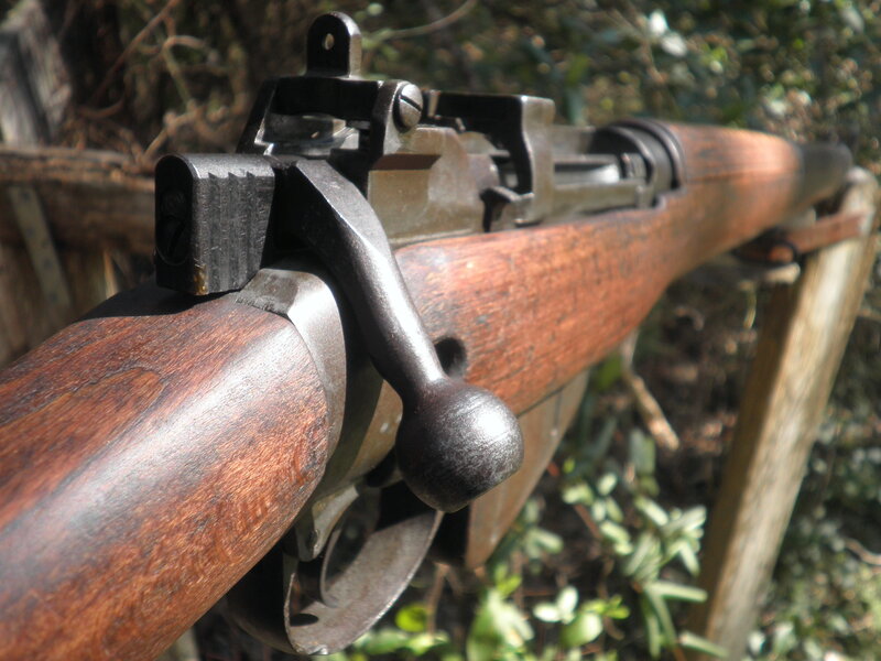 close-up of a rifle