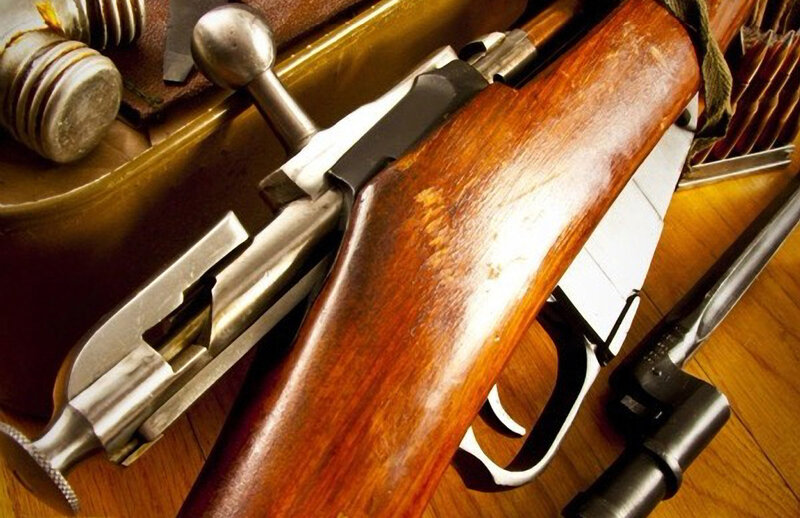 Close-up of a rifle