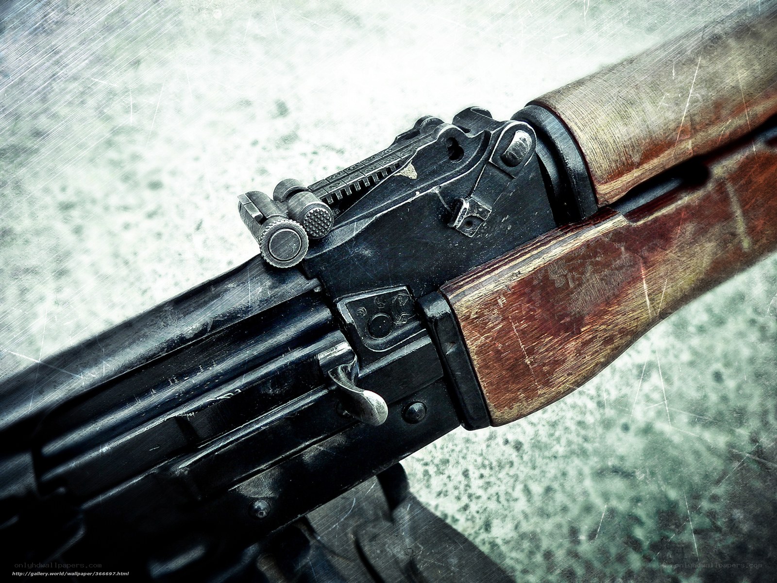 close-up of a rifle