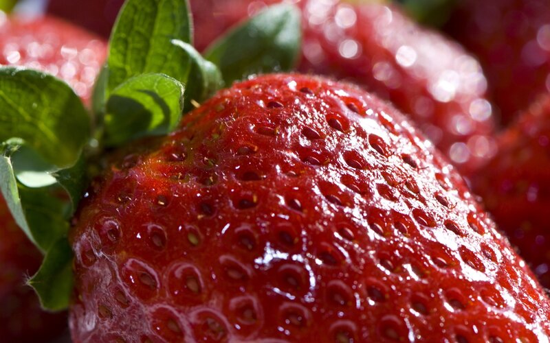 close-up of a ripe strawberry