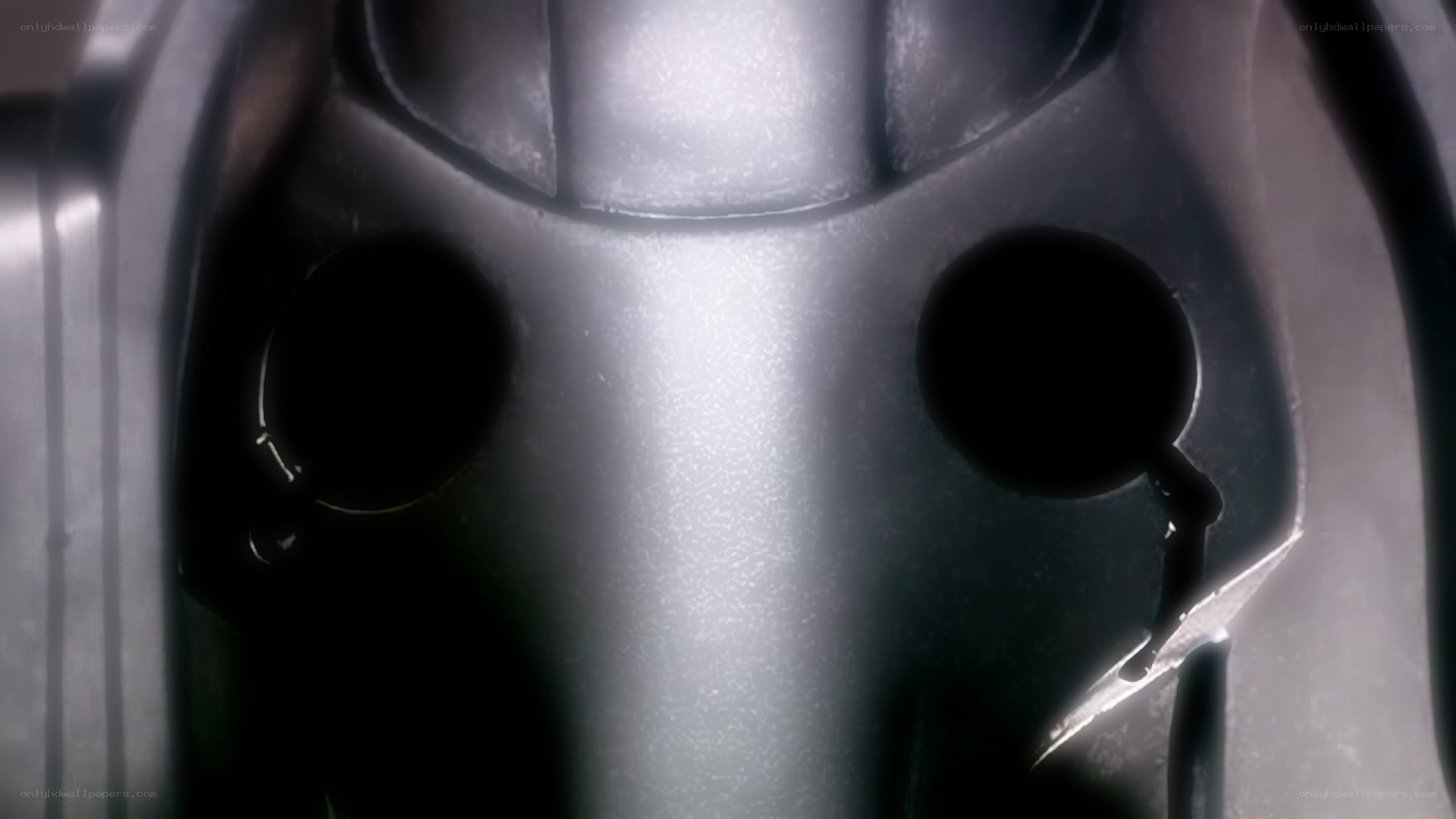 close-up of a robot's face