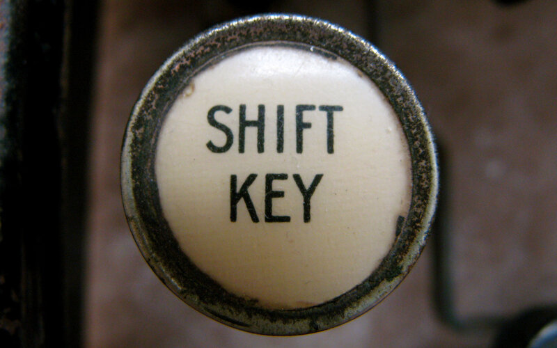 Close-up of a shift key