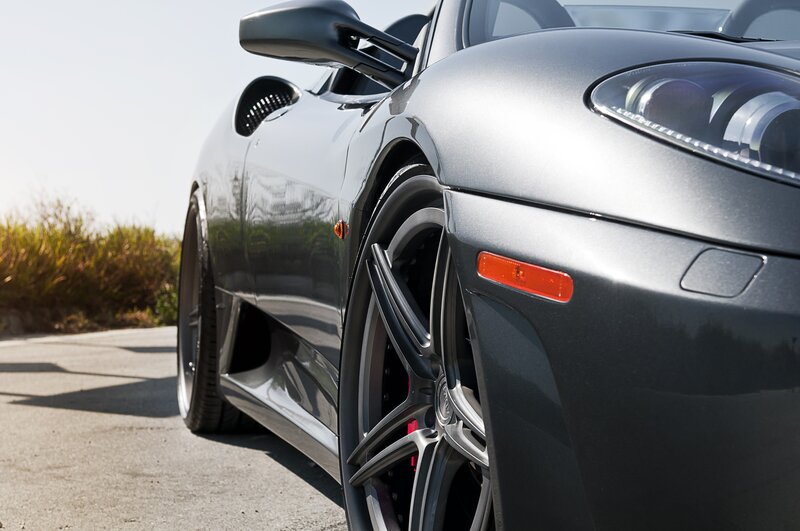 close-up of a silver sports car