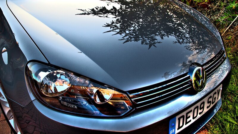 Close-up of a silver Volkswagen