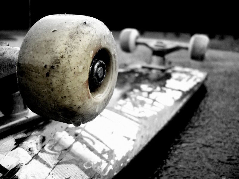 close-up of a skateboard wheel