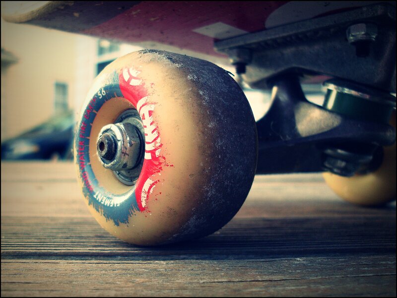 close-up of a skateboard wheel