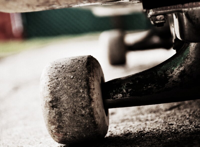 close-up of a skateboard wheel