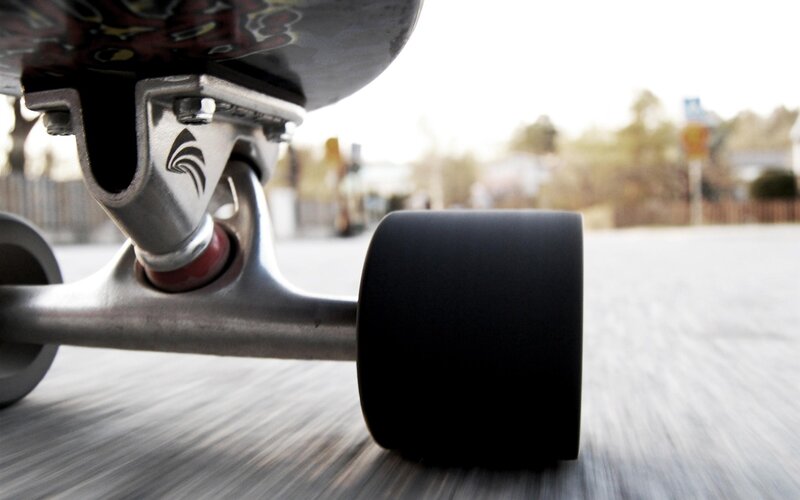 close-up of a skateboard wheel