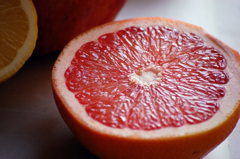 Close-up of a sliced grapefruit