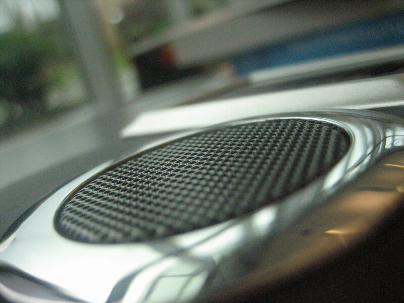 close-up of a speaker grille