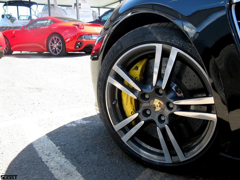 Close-up of a sports car wheel