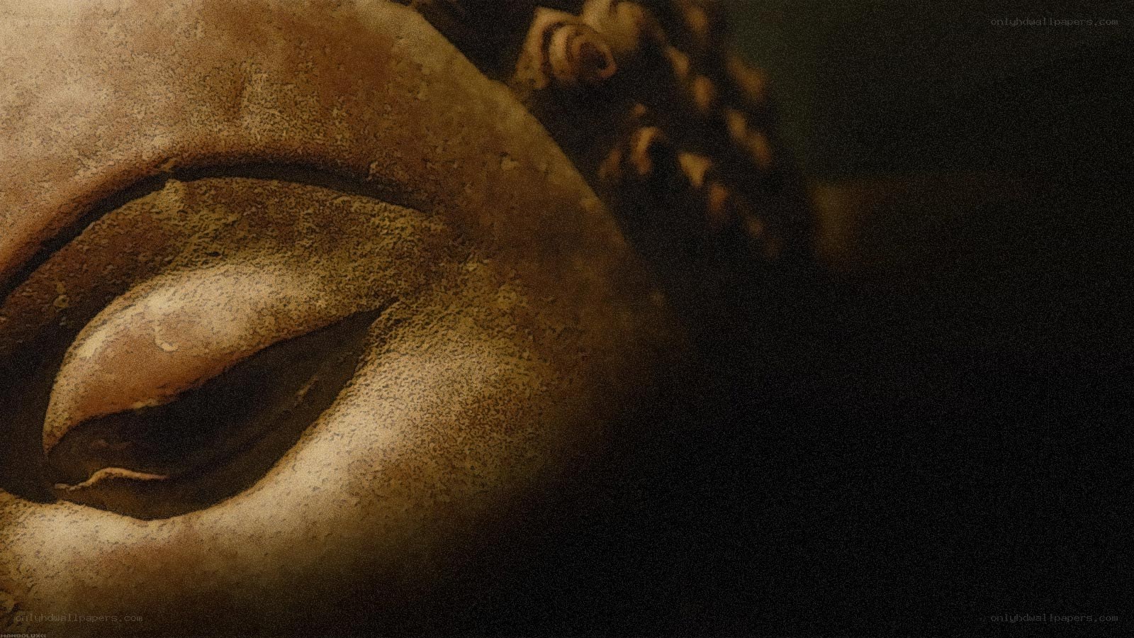 close-up of a statue's face