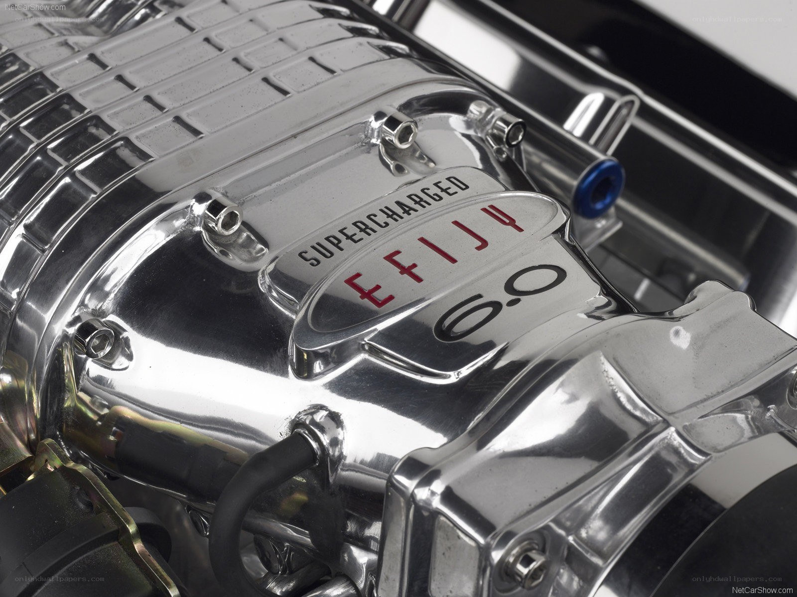 Close-up of a supercharged engine