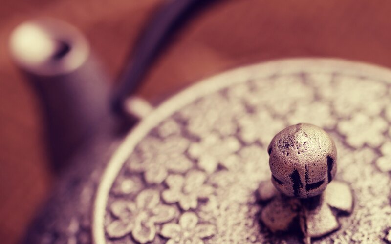 Close-up of a teapot lid