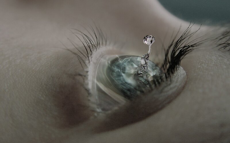 close-up of a tearful eye