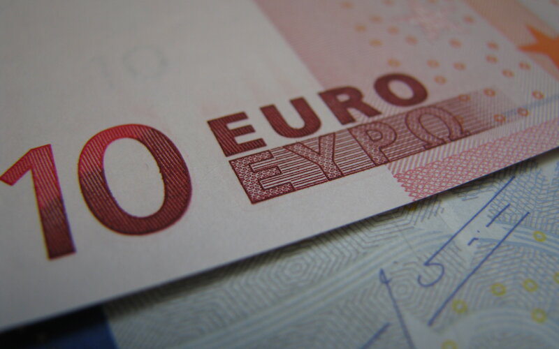 Close-up of a ten euro banknote