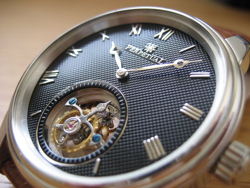 close-up of a tourbillon watch