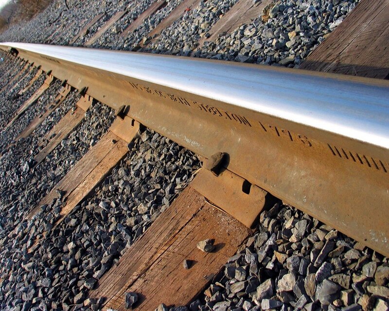 close-up of a train rail