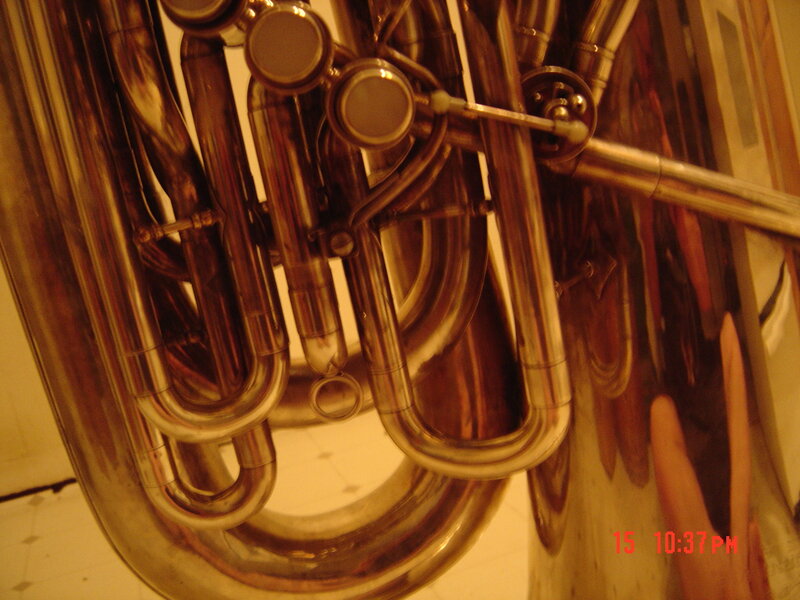 close-up of a tuba