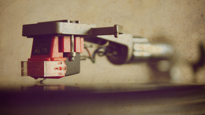 close-up of a turntable cartridge