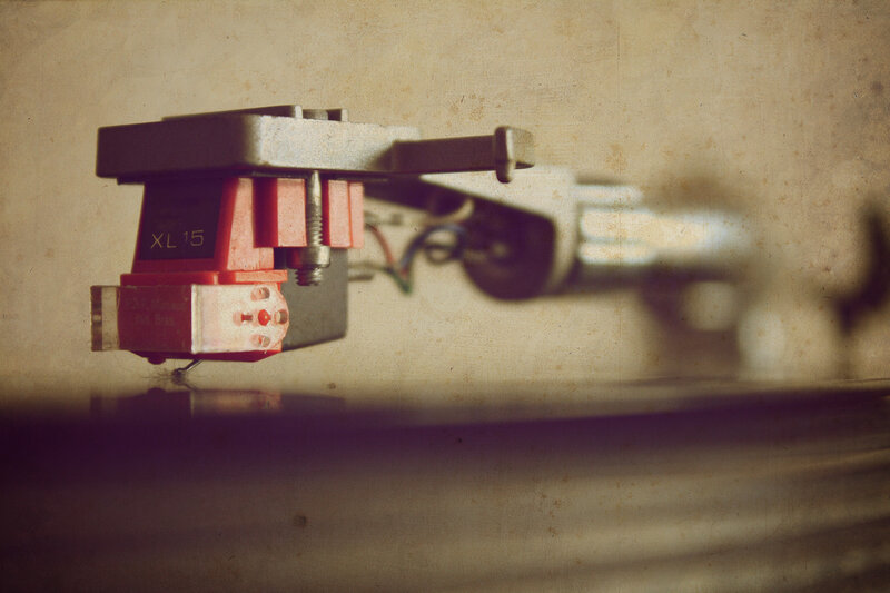 close-up of a turntable cartridge