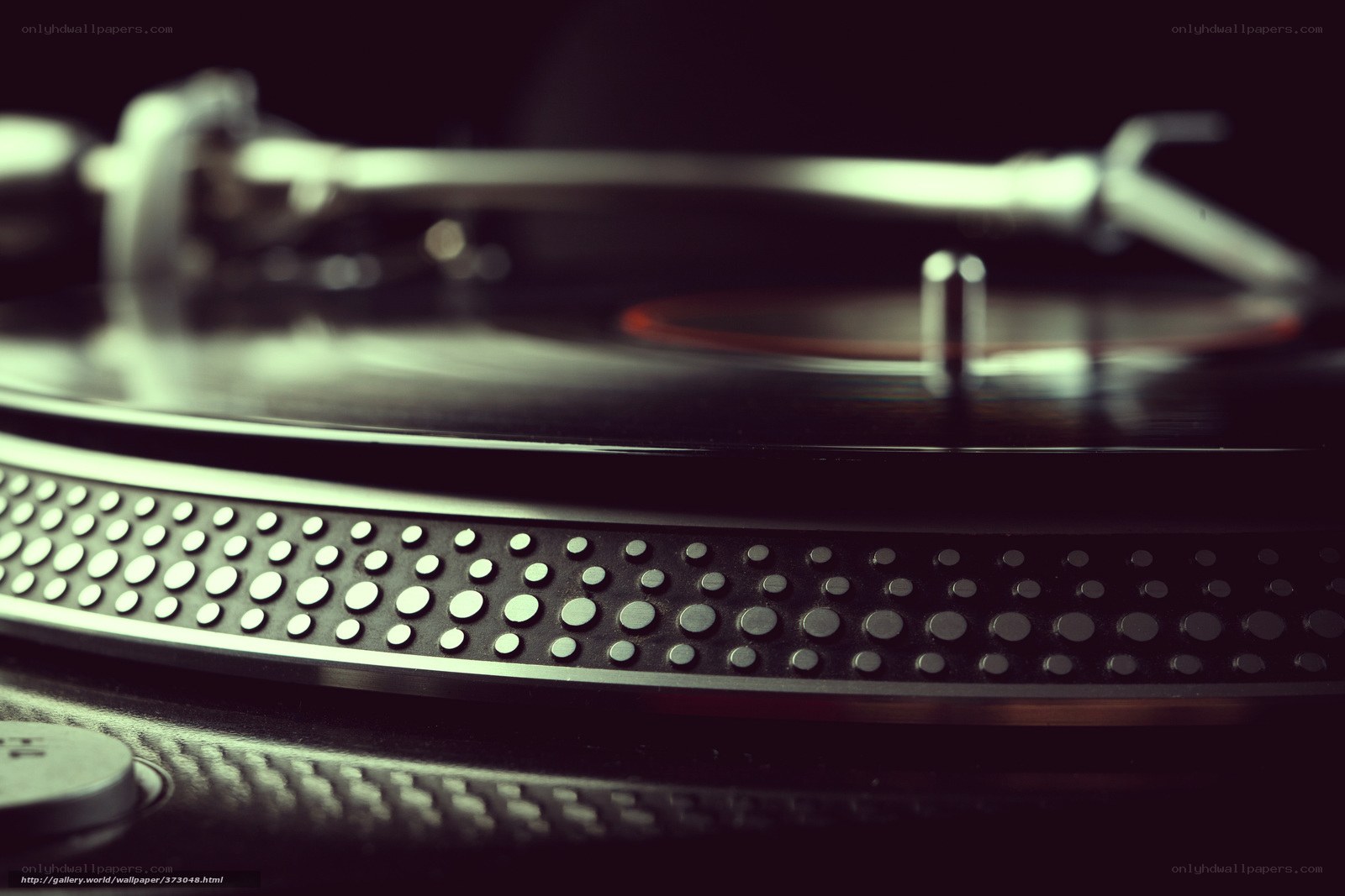 close-up of a turntable