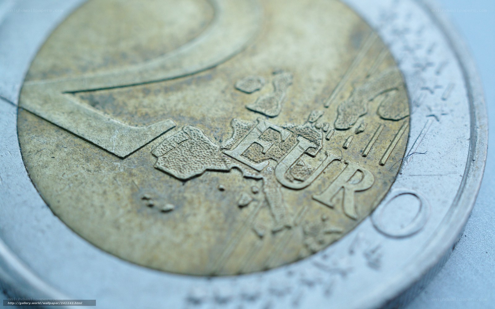 Close-up of a two euro coin