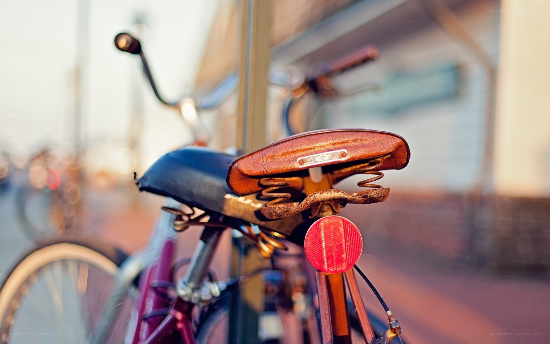 Close-up of a vintage bicycle seat