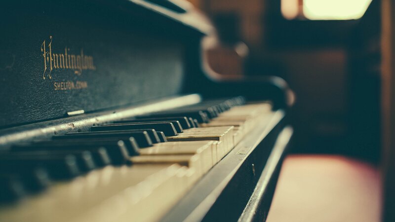 Close-up of a vintage piano