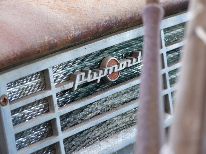 Close-up of a vintage Plymouth grille