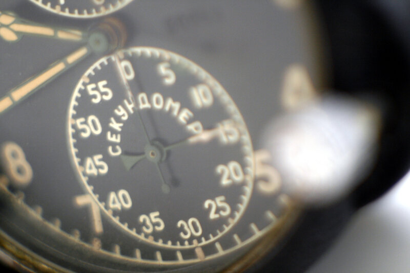 close-up of a vintage watch dial