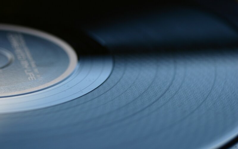 close-up of a vinyl record